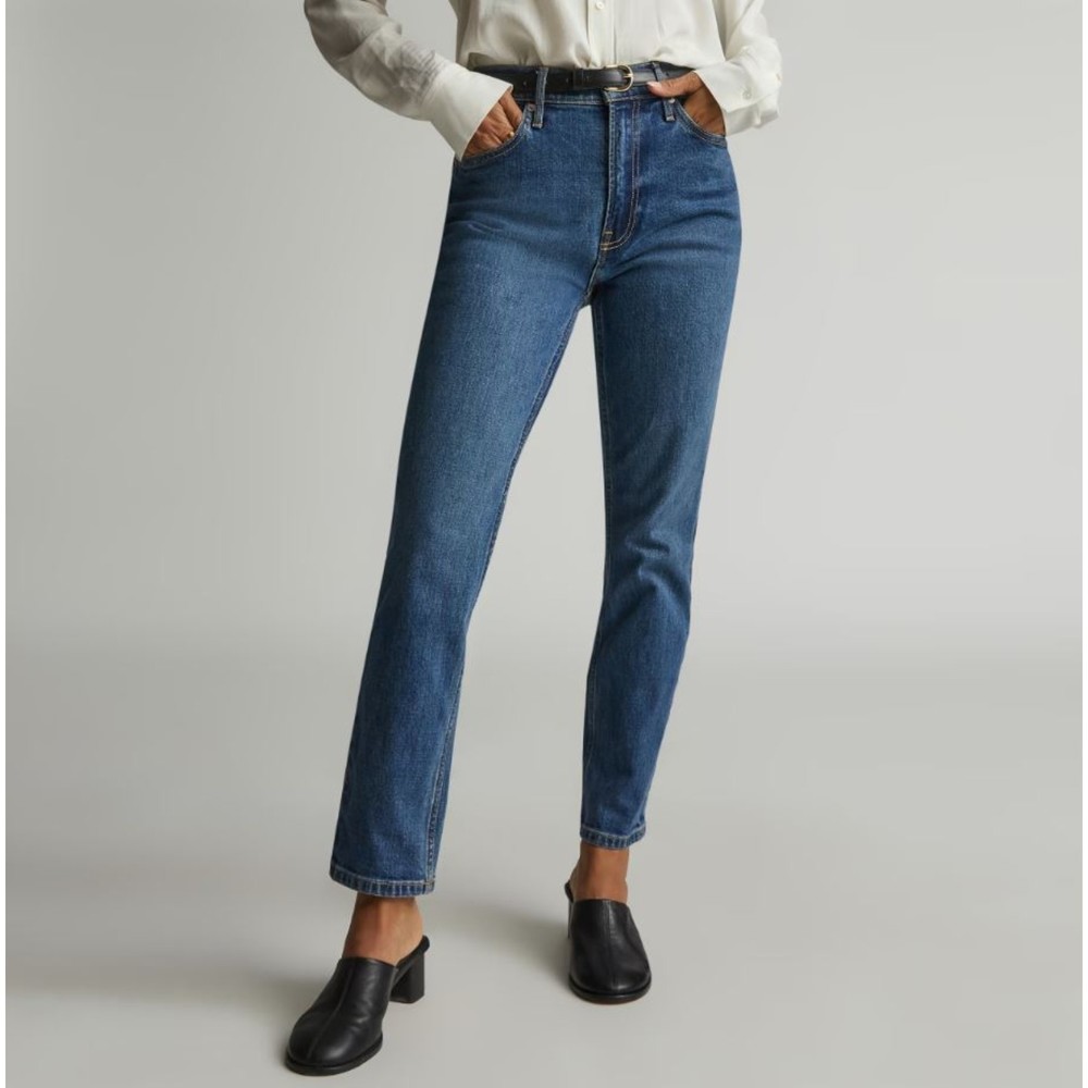 EVERLANE The High Rise Cheeky Straight Leg Button Fly Ankle Jeans Size 23